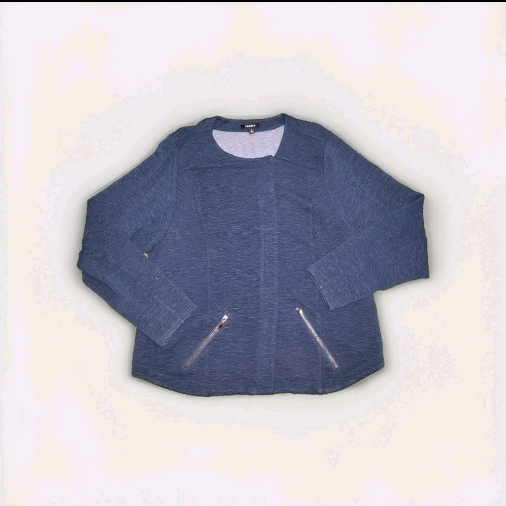 Torrid Sweater Women's 4 Ladies Blue Long Sleeve Pockets Cardigan Warm H1